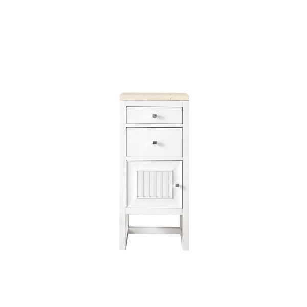James Martin Vanities Athens 15in Base Cabinet w/ Drawers and Left Door, Glossy White w/ 3 CM Eternal Marfil Top E645-B15L-GW-3EMR - main